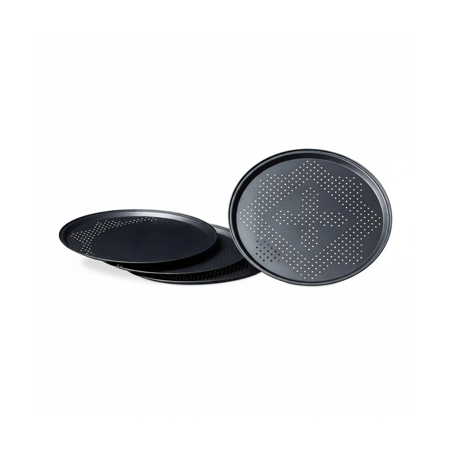 Relaxdays Pizzablech aus Eisen, 4er Pack, perforiert und antihaftbeschichtet, Breite: 32 cm, Tiefe: 32 cm - Bild 2