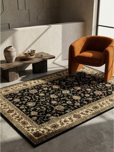 Orientalischer Kurzflor-Teppich TANNHEIM von Kadima Design in Schwarz, B/B: 120 x 170 cm - Bild 1