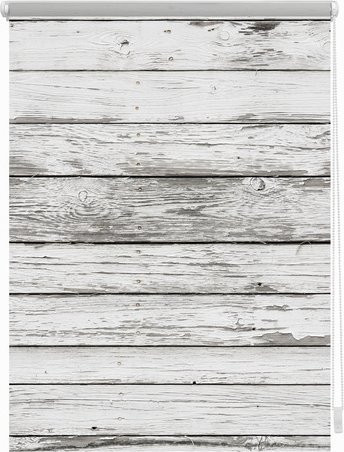 Lichtblick Rollo Bretter Vintage Klemmfix, Farbe: weiß, Breite: 120 cm, Höhe: 150 cm - Bild 1