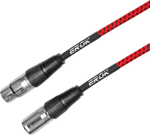 EROK 3Pin XLR Kabel Stecker auf Buchse für Mikrofon, Mixer und Verstärker, Schwarz und Rot - Bild 1