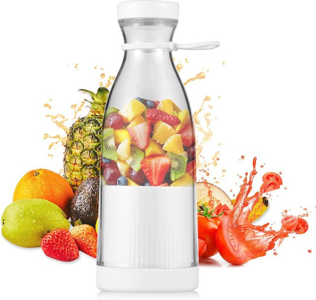 Tooarts Tragbarer Mini-Elektromixer in Weiß mit 6 Klingen für Smoothies, Milchshakes und Babynahrung, 300 ml - Bild 1
