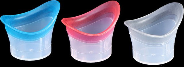 KuZHEN Augenspülbecher aus Silikon, 2 Stück, Unisex, blau/mehrfarbig - Bild 1
