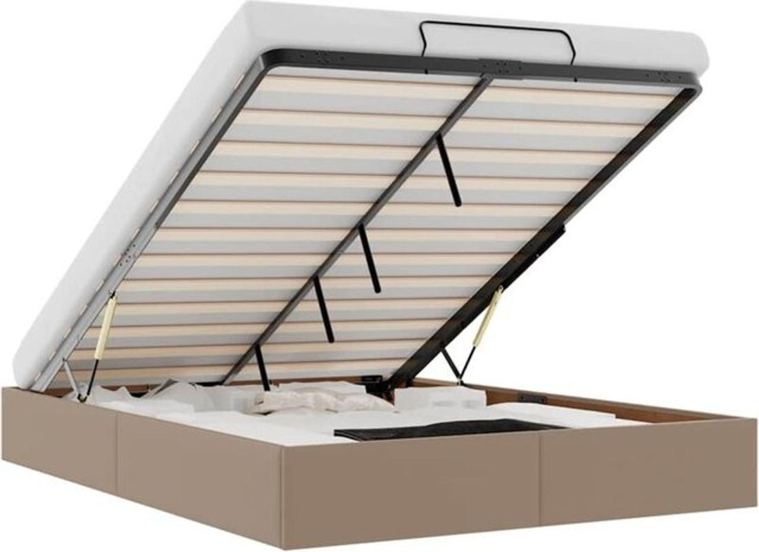 vidaxl Ottoman Polsterbett aus Kunstleder in Cappuccino ohne Matratze B/T/H: 140 x 190 x 23,5 cm - Bild 1