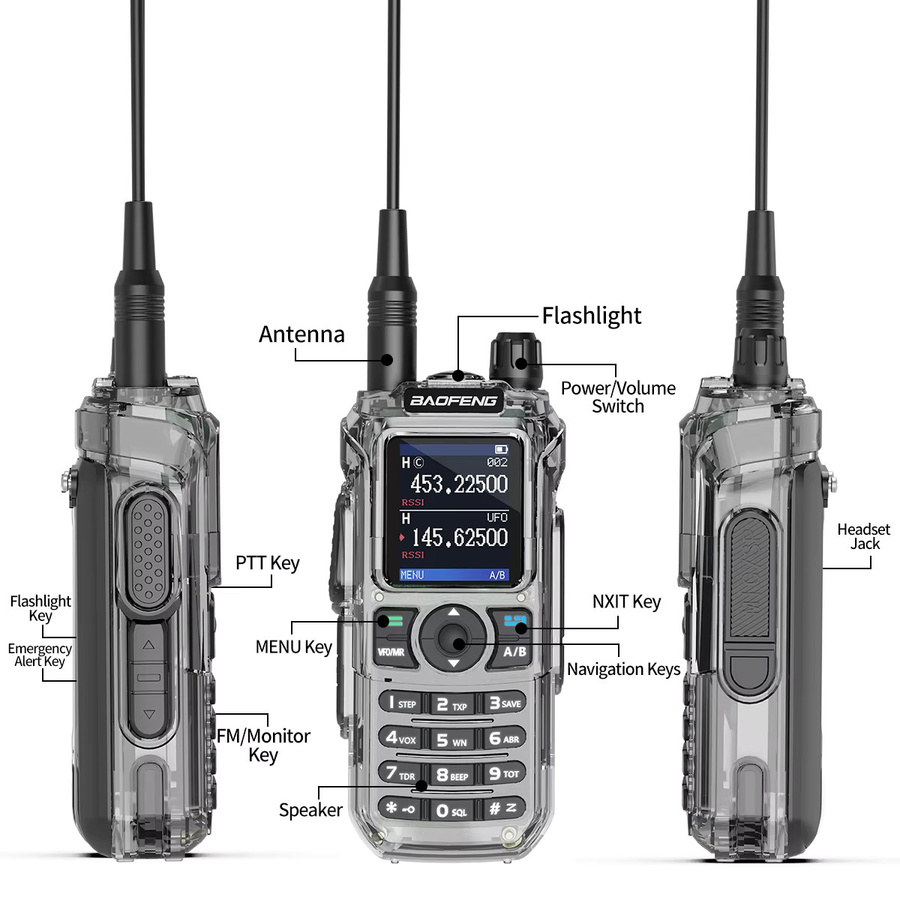 Baofeng UV-21 PRO V4 Walkie-Talkie 10W Hochleistungs-Multiband Langstrecken-Funkgerät mit Frequenzkopierfunktion in Grau - Bild 5