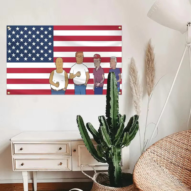 VIKAMA Wandteppich King of the Hill mit USA-Flagge, Cartoon-Motiv, Mehrfarbig, B: 60 cm, H: 40 cm - Bild 2