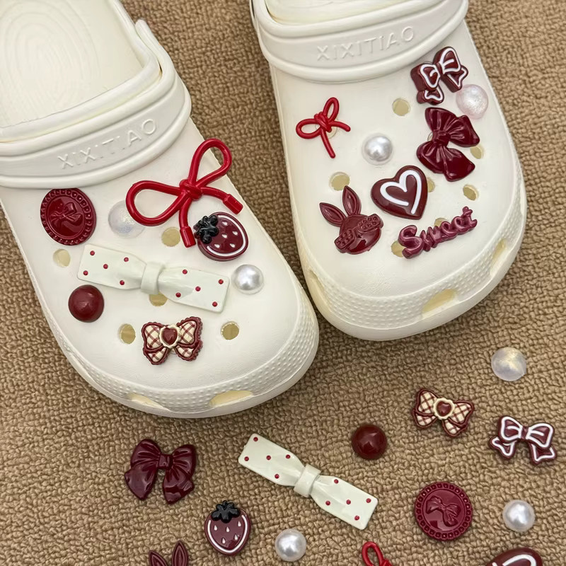 SMATLELF Schuh-Charms, Rote Schleife, Perlen-Stern, 1 Set - Bild 3