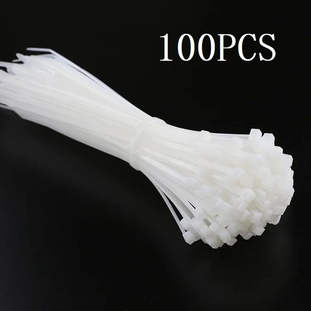 100 Stück selbstsichernde Kunststoff-Nylon-Kabelbinder in Weiß, 3 x 200 mm - Bild 1