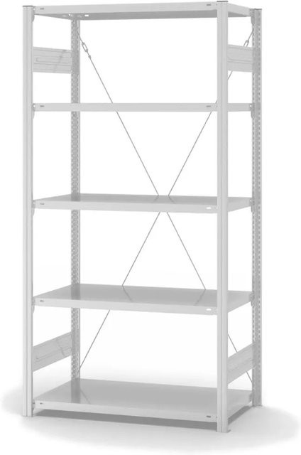 PROREGAL Lebensmittel Fachbodenregal Stecksystem mit T-Profil in Weiß, H x B x T: 200 x 100 x 50 cm, 5 Ebenen mit hygienischer Beschichtung - Bild 1