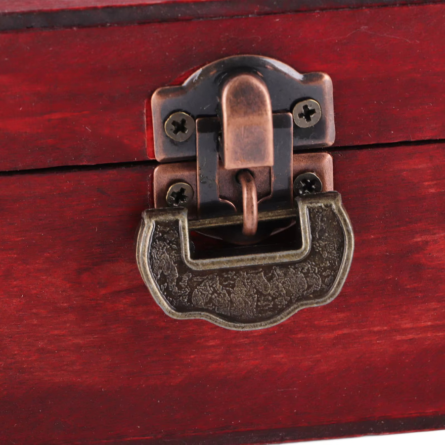 Schmuckschatulle Fdit Retro Desktop-Aufbewahrung aus Holz mit Schloss in Rot - Bild 4