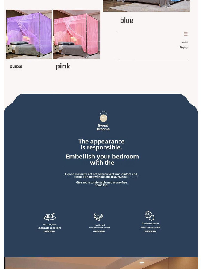 WoW Home Boden-Moskitonetz im Prinzessinnen-Stil für Doppelbetten, Farbe: Weiß, B/T/H: 1,0 x 2,0 m - Bild 3