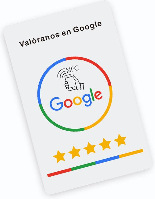 NFC Google Bewertungskarten in Weiß für Android und iPhone zur Social Business Tap-URL Nutzung in Spanisch, Deutsch, Französisch, Niederländisch, Englisch und Hebräisch - Bild 1