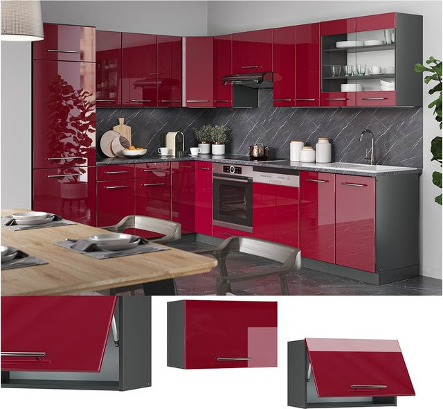Vicco Hängeschrank Fame-Line Küchenschrank Bordeaux Hochglanz und Anthrazit B: 60 cm, H: 40 cm, T: 34,1 cm - Bild 1