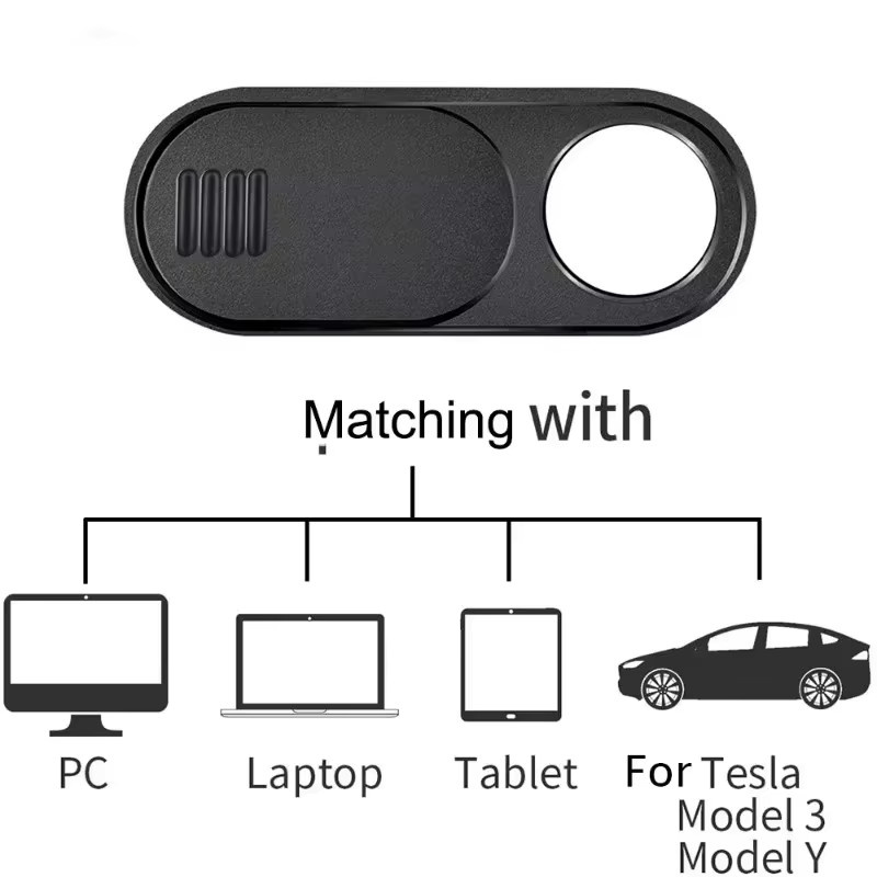 Ultradünne Dia-Webcam-Abdeckung als Sichtschutz für Tesla Model 3 und Model Y sowie für iPad, Tablet und Laptop in Schwarz - Bild 3