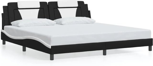 vidaXL Bettgestell Viana in Schwarz und Weiß aus Kunstleder, B/T: 200 x 200 cm - Bild 1