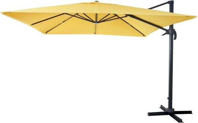Gastronomie-Ampelschirm MCW A96 in Gelb, drehbar, aus Polyester mit Alu- und Stahlgestell, B/T/H: 3 x 3 x 4,24 m - Bild 2