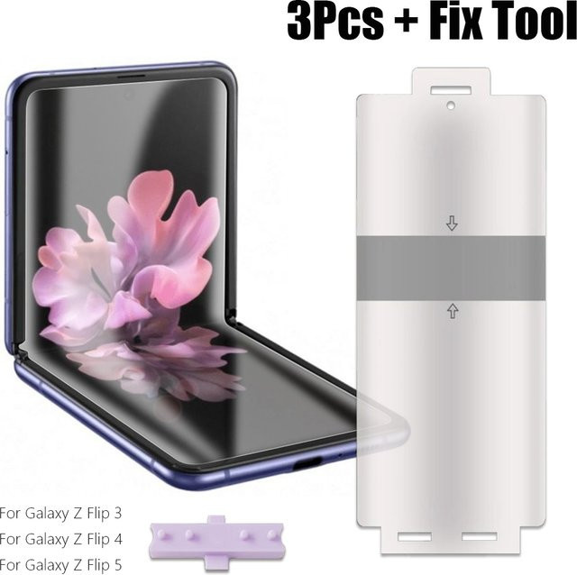 3er Pack TPU Hydrogel HD Displayschutzfolie für Samsung Galaxy Z Flip 3, Z Flip 4 und Z Flip 5 5G, Full Cover, transparent - Bild 1