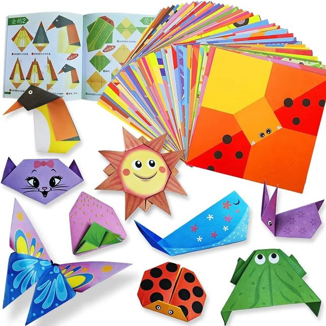 Origami-Set mit 108 Blatt buntem Bastelpapier für DIY-Kunsthandwerk und Anfänger - Bild 1