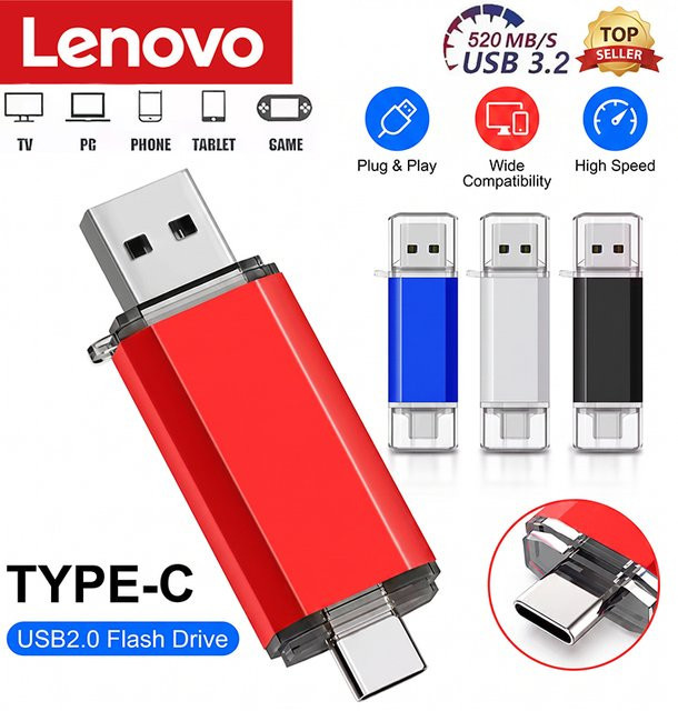 Lenovo 2TB USB-Stick mit USB 3.0 Typ C OTG Anschluss - Bild 1