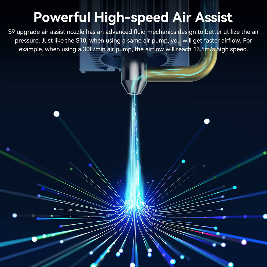 SCULPFUN S9 Air Assist Düsensatz Hochgeschwindigkeits-Air Assist-Graveurzubehör mit Vollmetallstruktur - Bild 2