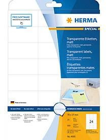 Herma Transparente matte Folien-Etiketten für Laser, 25 Bogen DIN A4, 600 Stück, B: 3,7 cm, H: 7 cm - Bild 1