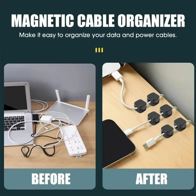 EARDECO Magnetischer Kabel-Organizer mit Klebestreifen für USB-C Kabel in Schwarz oder Weiß - Bild 3