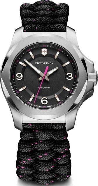 Victorinox Damenuhr, Quarz, Edelstahl, 37 mm, Textil/NATO, Schwarz, 10 ATM - Bild 1