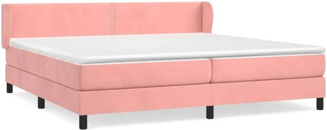 vidaXL Boxspringbett mit Matratze in Rosa, Hybrid-Bett mit Samtbezug und Taschenfederkern, B/T: 200 x 200 cm - Bild 1