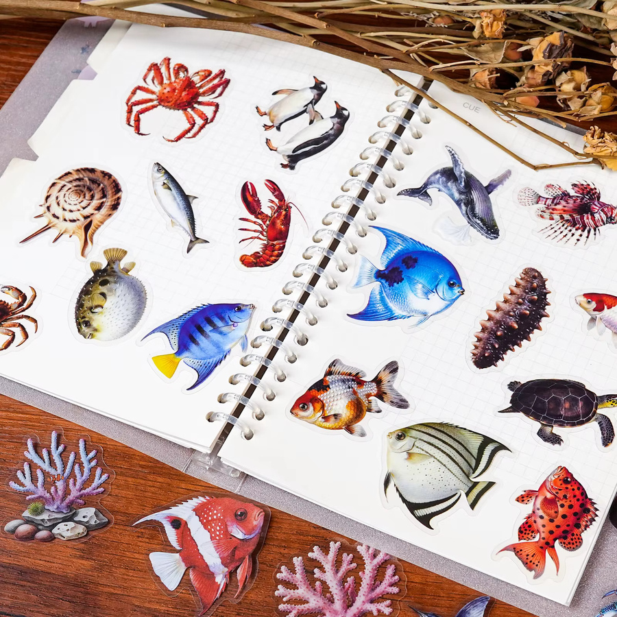 Realistische Meerestier PET Aufkleber in transparent und Multicolour für Notebook und Kühlschrank - Bild 1