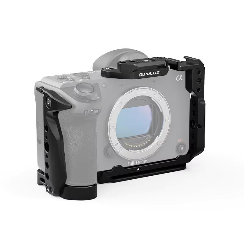 PULUZ FX2 Metall-Videokamerakäfig für Sony Cinema Line FX2 und ILME-FX2B in Schwarz aus Aluminiumlegierung mit Kaltschuh-Erweiterungsrahmen - Bild 1