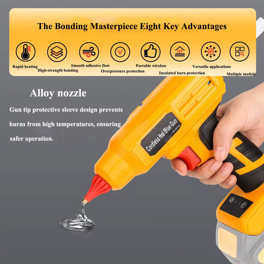 Kabellose Heißklebepistole mit Digitalanzeige für Makita, DeWalt, Milwaukee, Bosch und Ryobi 18/20 V Akkus - Bild 5