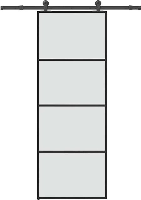 vidaXL Schiebetür aus ESG-Glas und Aluminium in Schwarz und Transparent, B: 76 cm, H: 205 cm - Bild 1