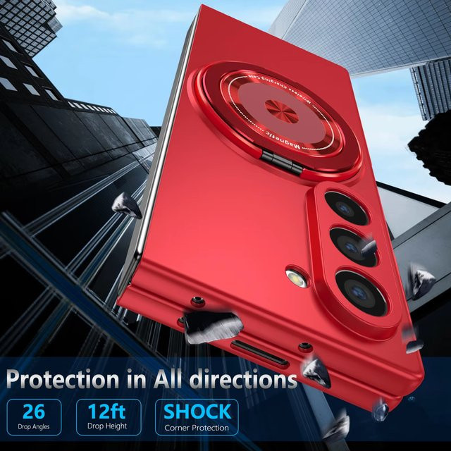 360 Grad drehbarer Super-Magnetring und faltbare stoßfeste Schutzhülle für Samsung Galaxy Z Fold (Modelle 3 bis 8 Ultra) in Schwarz oder Rot - Bild 1