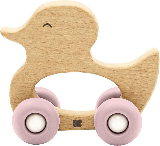 Kikkaboo Holzspielzeug Ente Silikonbeißring Buchenholz rosa ab 12 Monate - Bild 1
