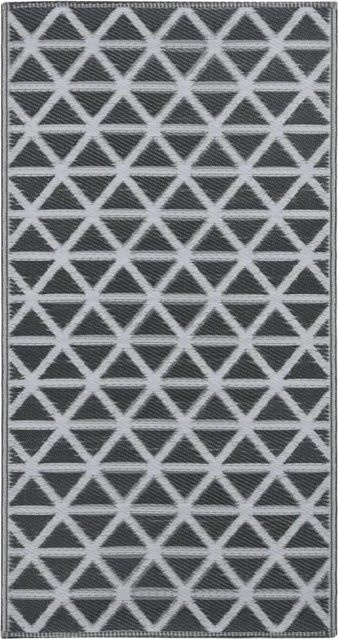 vidaXL Outdoorteppich in Schwarz und Grau mit abstraktem Design, B/T: 190 x 290 cm - Bild 1