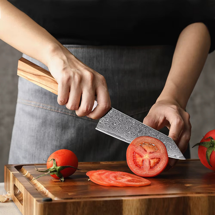MOSTODOZO 5-Zoll-Küchenmesser aus 67-lagigem Damaststahl mit Holzgriff als scharfes Schälmesser für Obst und Gemüse - Bild 4