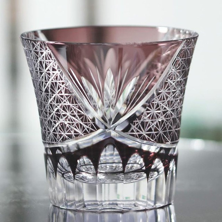 Edo Kiriko Gänseblümchen Whiskyglas aus Kristallglas mit Blumenmuster, handgefertigter Tumbler, 220 ml