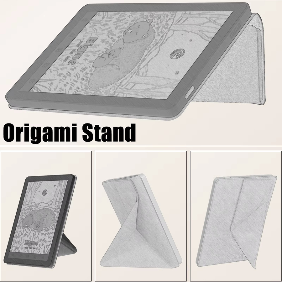 Schlanke Bigme B6 E-Reader Hülle aus PU-Leder in Schwarz mit magnetischer Adsorption und Origami-Ständer sowie automatischer Schlaf- und Wachfunktion - Bild 5