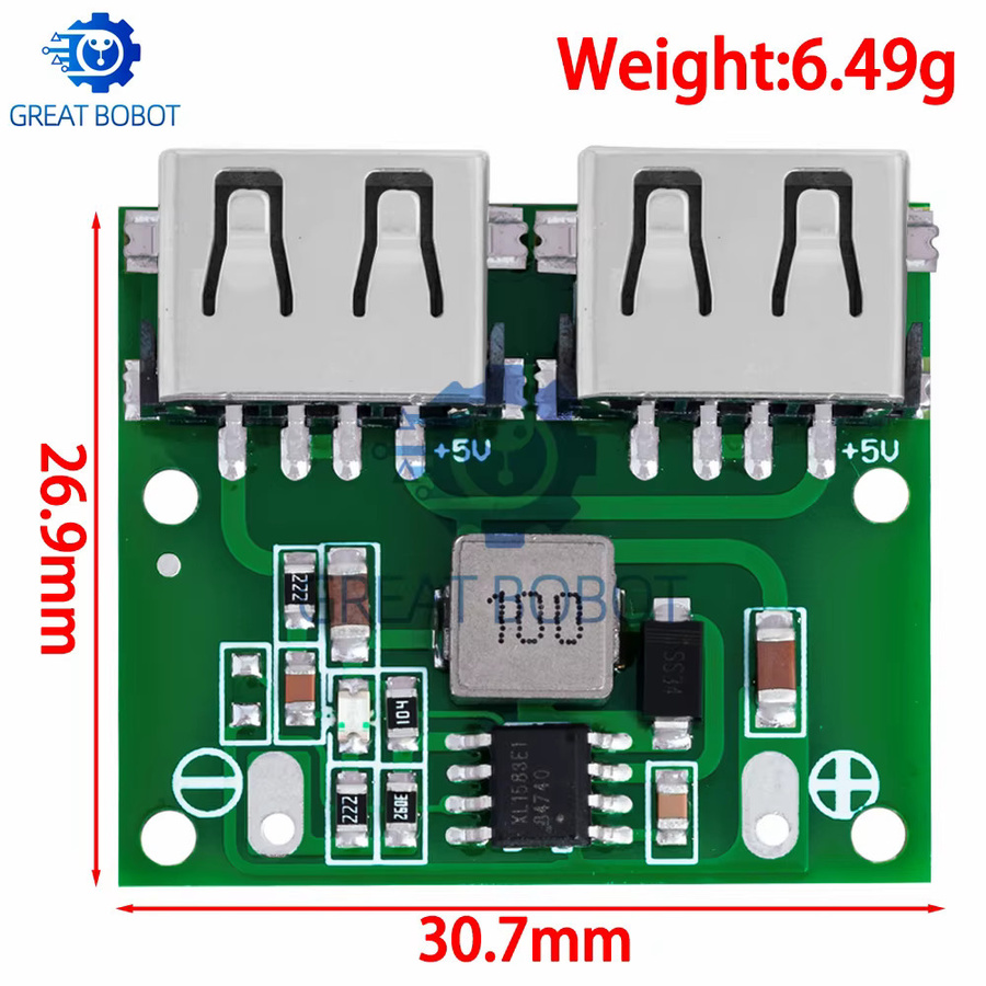 Baishundianzi DC-DC Step Down Ladegerät Power Modul mit Dual USB Ausgang, Buck Spannung Board 3A, Farbe: Grün - Bild 2