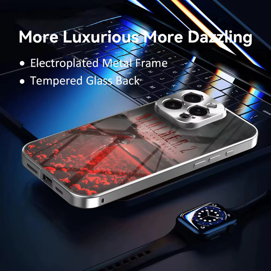 S-Stalker Handyhülle mit Metall-Bumper und gehärteter Glasrückseite für iPhone 17 16 15 14 13 12 Pro Max Plus - Bild 5