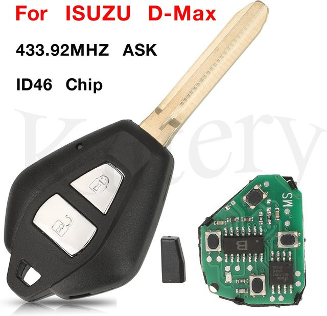 Jingyuqin Smart Remote Auto Schlüsselanhänger mit 2 Tasten für Isuzu D-Max und Holden Colorado, Schwarz, 433,92 MHz - Bild 1