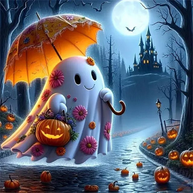 Nachtgeist Diamantmalerei Halloween Cartoon Mosaik Dekoration für das Kinderzimmer B/H: 20 x 20 cm - Bild 1