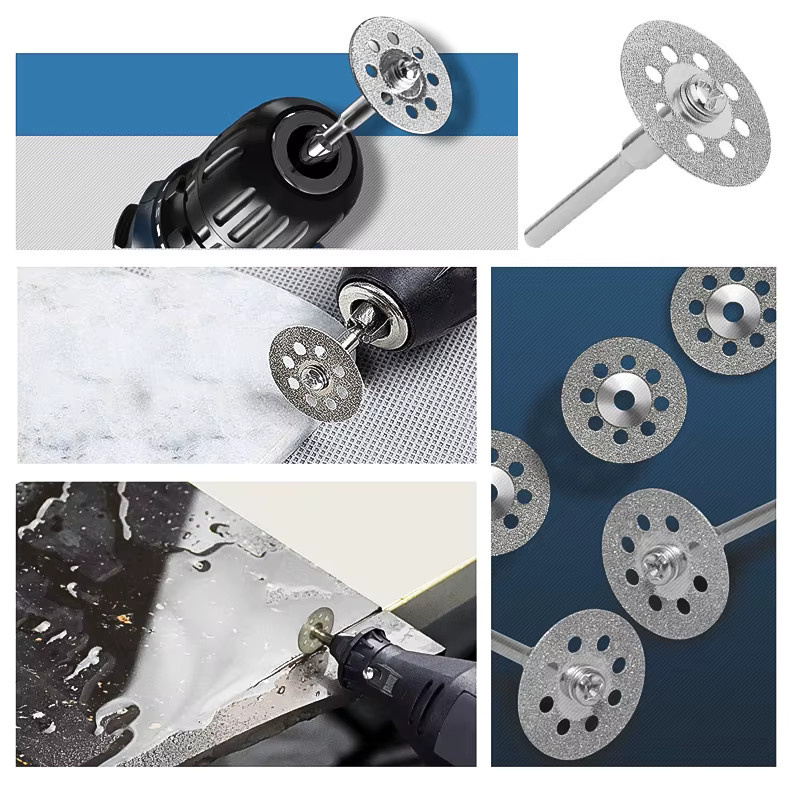 12 Stück xcan Diamant-Trennscheiben Set für Dremel-Rotationswerkzeuge mit 3 mm Dornen für Stein und Kreissägeblatt-Anwendungen - Bild 5