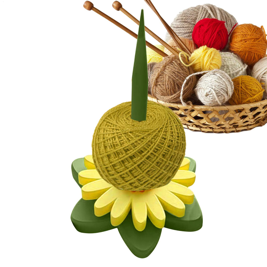 Drehbarer 3D-gedruckter Garnballhalter für Häkelgarn und Strickzubehör in Gelb - Bild 2