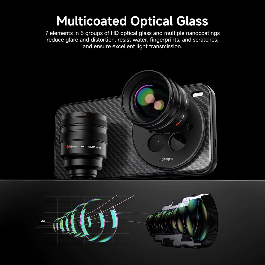 PICKOGEN 2er Set Telekonverter für Handy-Kamera, 240mm Teleobjektiv mit Handyhülle für vivo X300 pro und X200 ultra, Schwarz - Bild 6