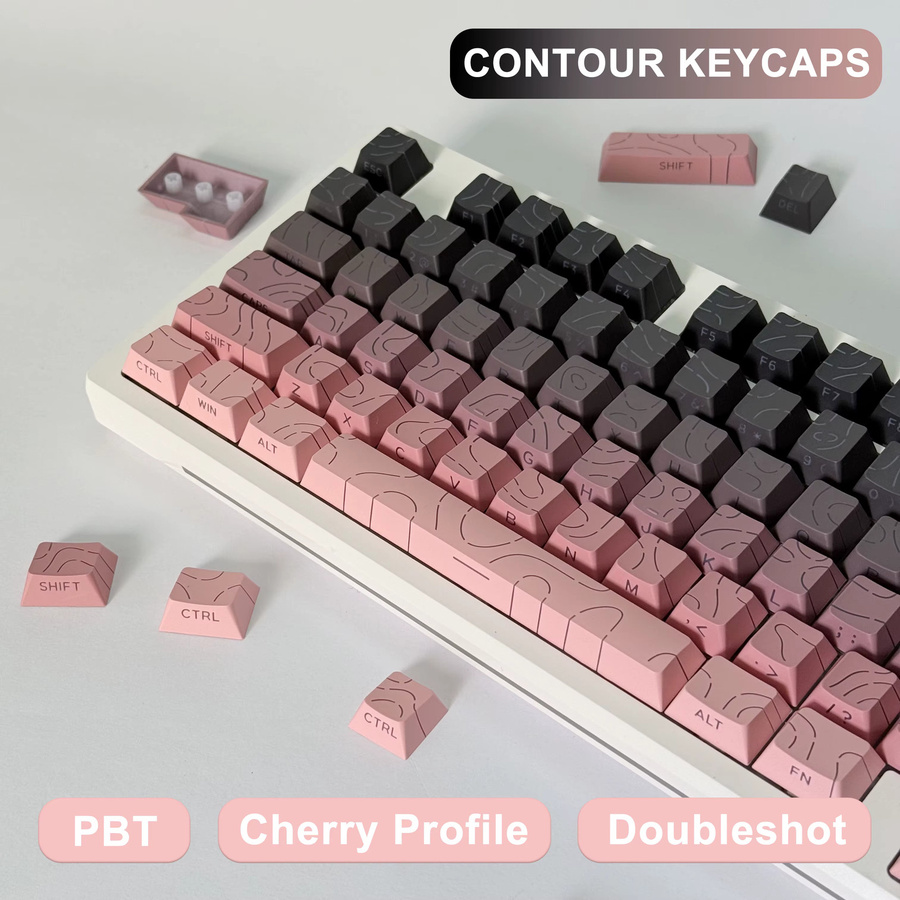 Contour Gradient Tastenkappen Set mit 133 Tasten in Weiß für mechanische Tastaturen wie 60 %, 65 %, 70 %, 75 %, TKL, 96 % und 100 % Layouts mit Cherry Side-Legend Design - Bild 1