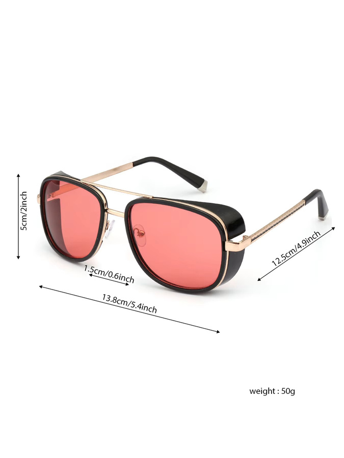 Tony Stark Sonnenbrille, Steampunk, Vintage, Square, Metall, Rot, Unisex - Bild 2
