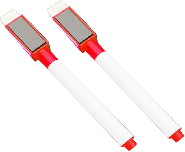 CosyHome Set aus 2 magnetischen Whiteboard-Markern mit feiner Spitze in Rot und integriertem Radierer - Bild 1