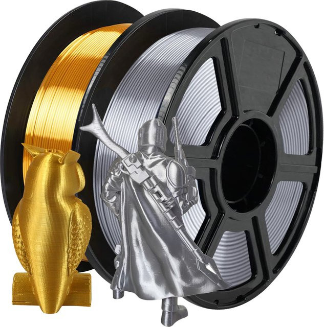 3D Maliang 3D-Drucker-Filament Gold und Silber, 1,75 mm, 250 g Spule, für FDM-Drucker - Bild 1