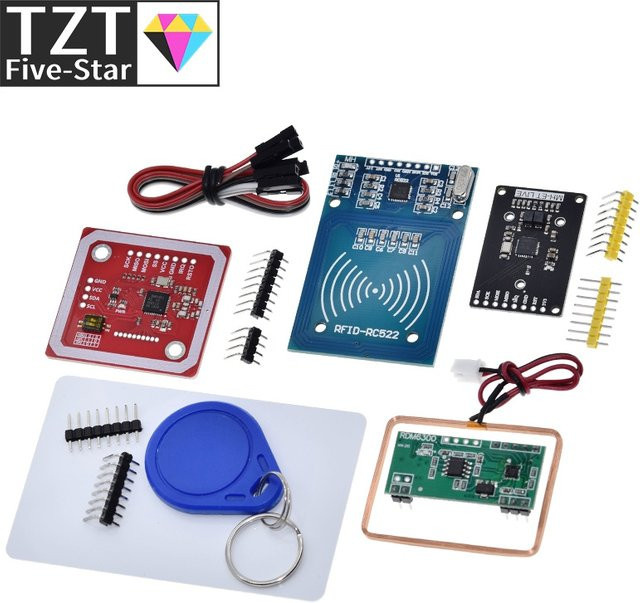 TZT RFID-Modul Kit mit PN532, RC522, MFRC-522 und RDM6300 für Arduino Uno 2560, 13,56 MHz und 125 kHz, inklusive Tags, Multicolor, 6 cm - Bild 1