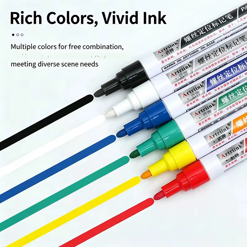 Professioneller Schraubenmarkierungsstift 6C permanent in Schwarz und Multicolour für industrielle Markierungen auf Metall, Papier, Holz, Glas und Stein, hoch- und niedertemperaturbeständig, wasser- und ölbeständig - Bild 2